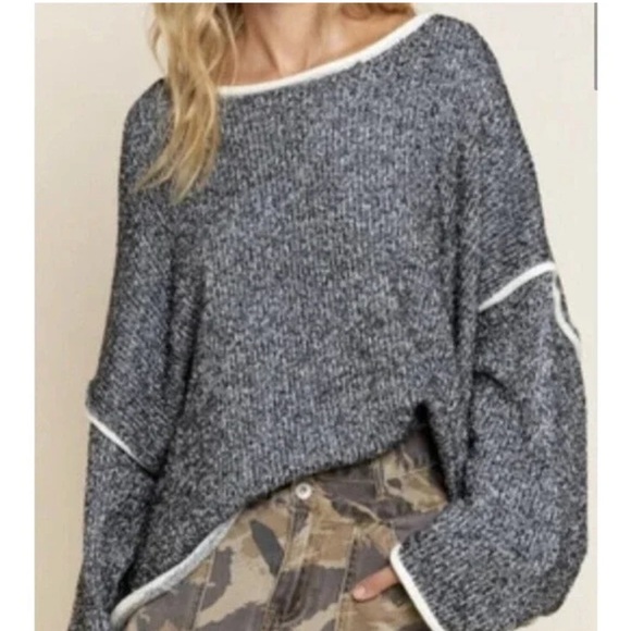 Vici Gray Crewneck Chunky Knot Oversized Sweater Women’s Size Medium - Picture 1 of 9
